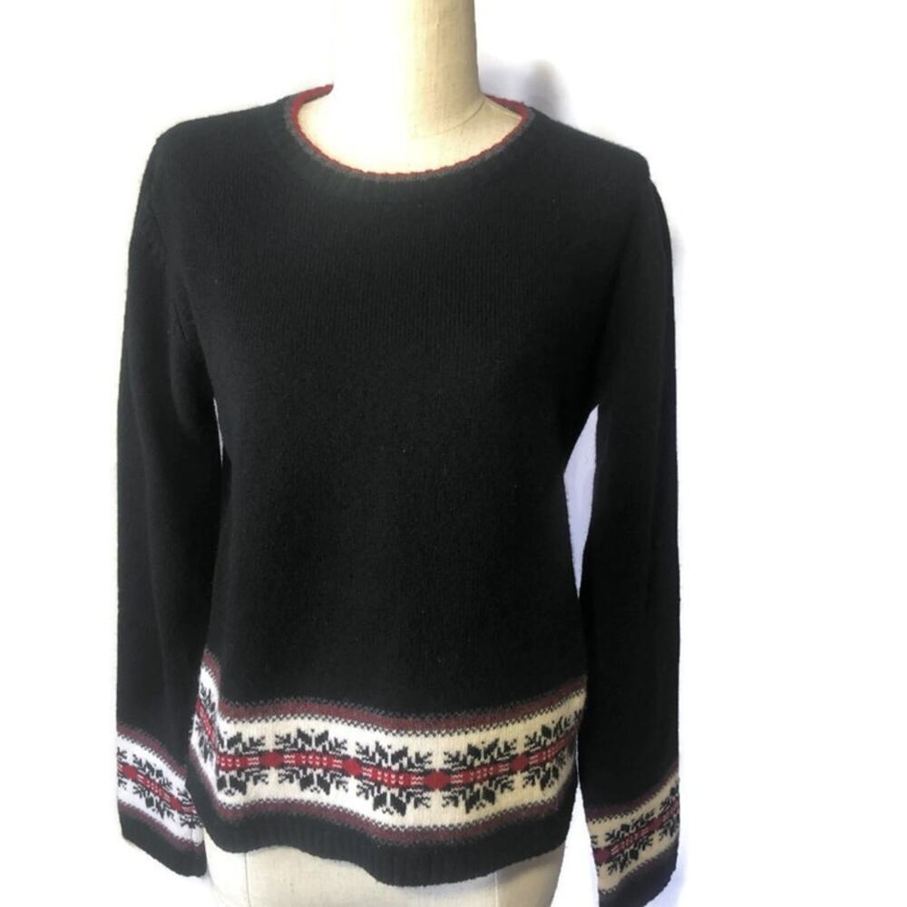 Oxford-Fulham M black Fair isle crew neck sweater.